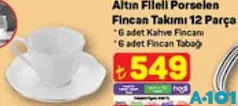 ALTIN FİLELİ PORSELEN FİNCAN TAKIMI 12 PARÇA